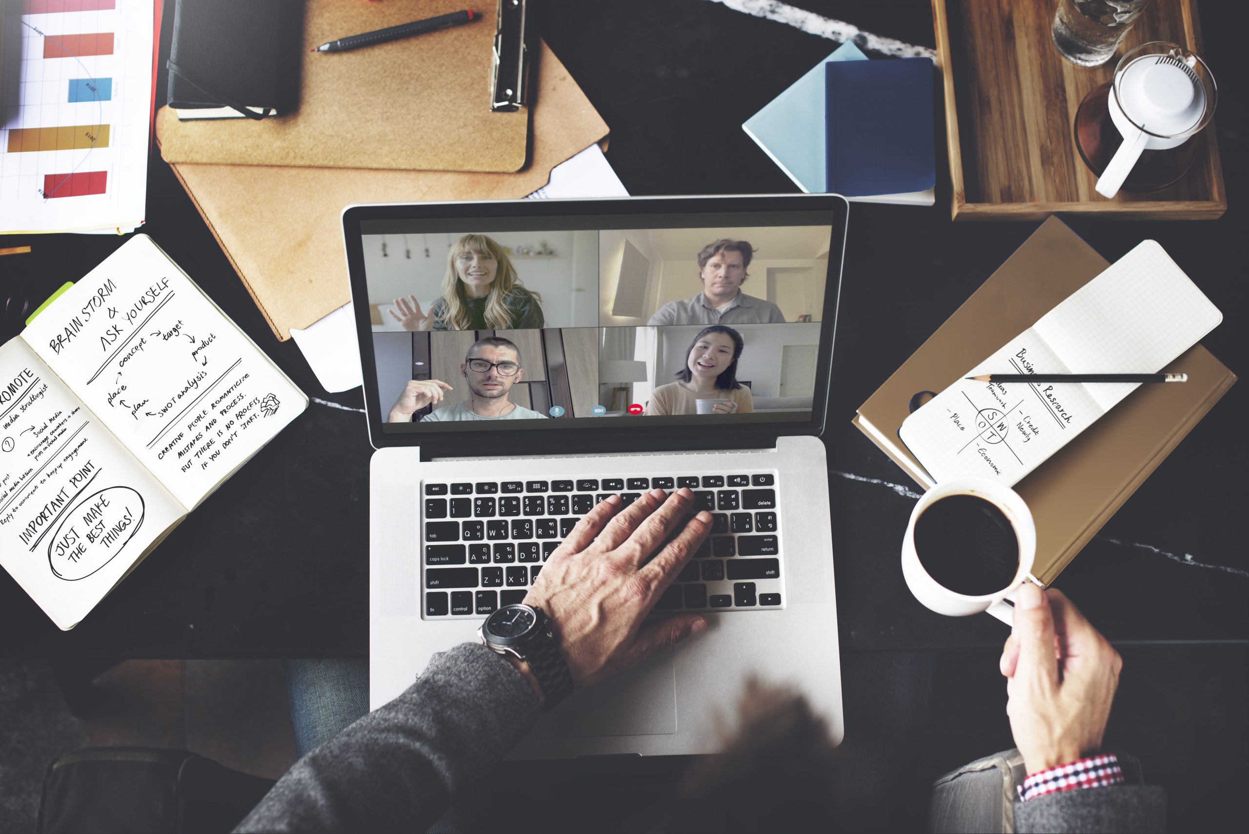 Remote work IT consulting USA showing secure hybrid workforce collaboration, cloud-based digital workplace tools, and cybersecurity infrastructure in 2026